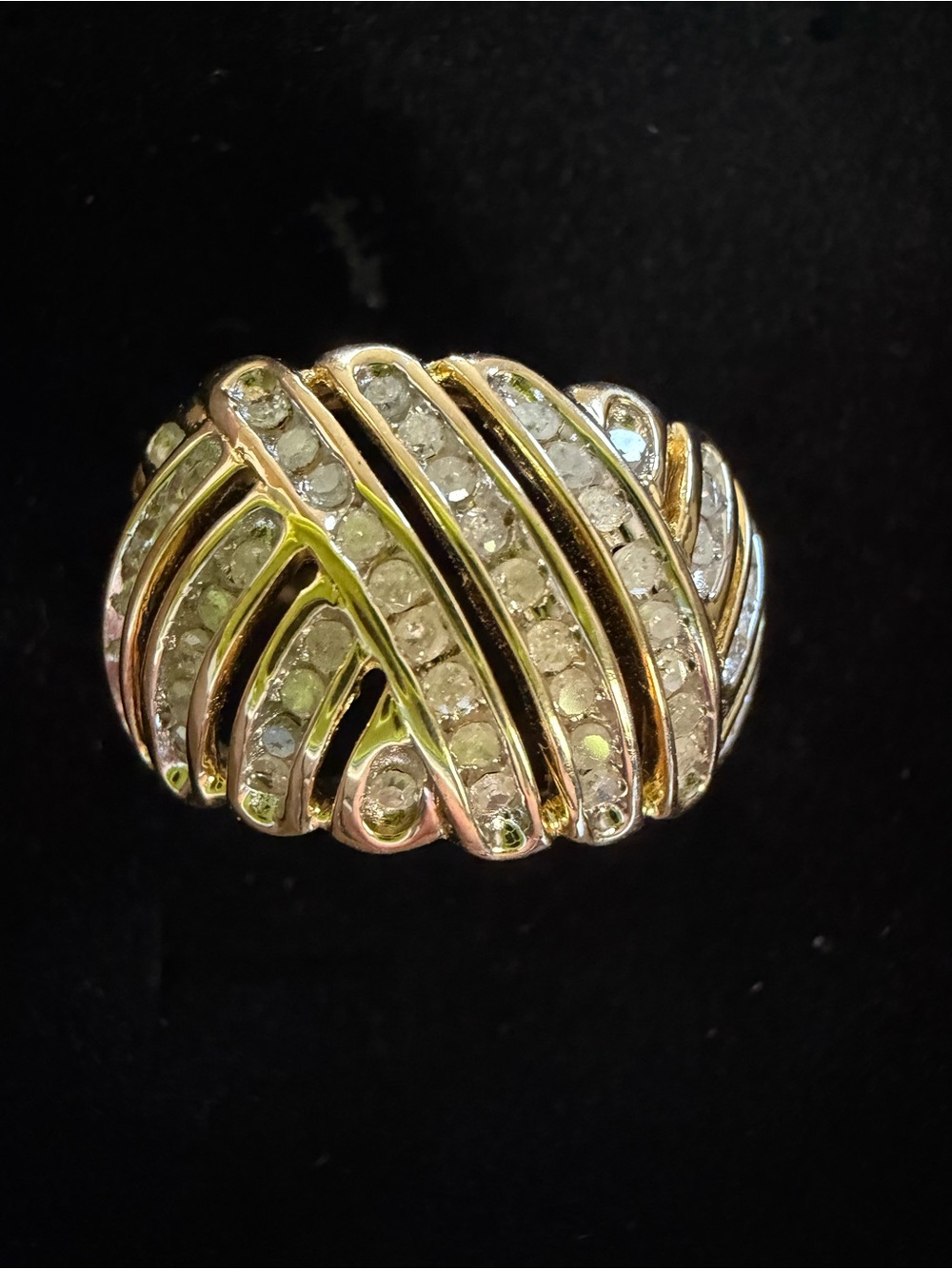 Gold-Tone diamond Dome Statement Ring size 7